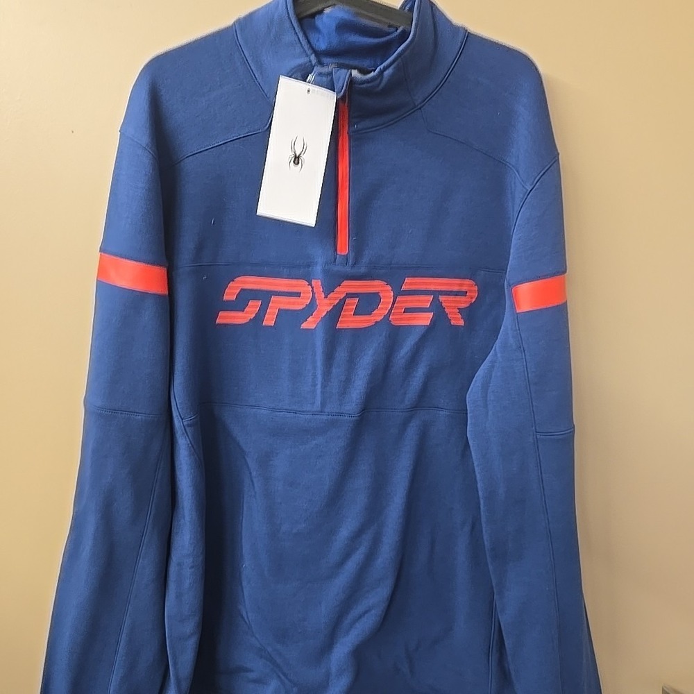 NEW with tags Spyder Speed Men's Size XL‎ Sweatshirt Pullover Blue/Red 1/4 Zip